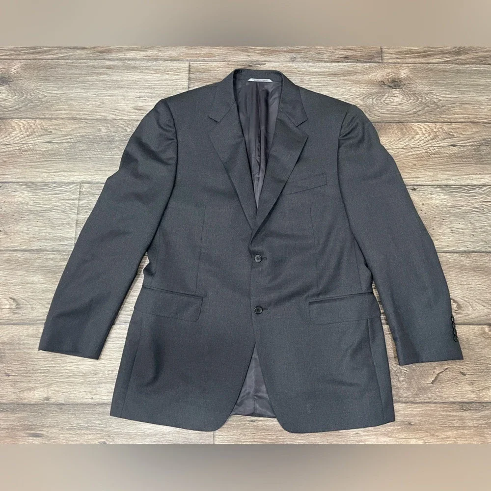 Canali Modern Fit Pure Wool Brown Label 13220‎ Two Button Dark Gray Blazer 42R